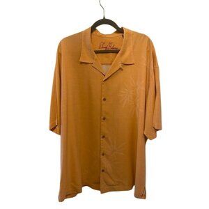 Tommy Bahama Tropical 100%Silk Mens Burnt Orange Short Sleeve ButtonUp Shirt XXL